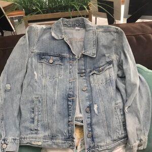 Old Navy Light Wash Denim Jacket with Distressing